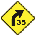 Curve With 35 MPH Advisory